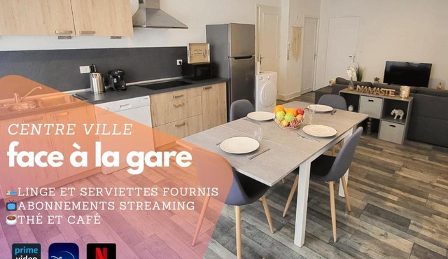 Logement spacieux - Face à la gare et centre-ville