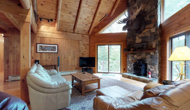 LogHome on Moosehead Lake w/Seasonal Dock, Pebble Beach, Firepit & Spacious Deck