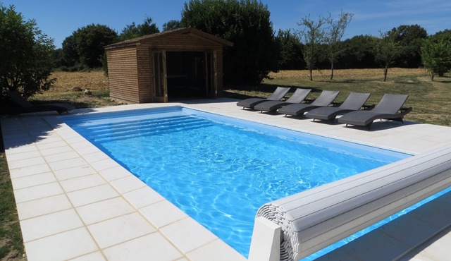 Loire valley gite with 2 acres of grounds, south facing pool & private terraces