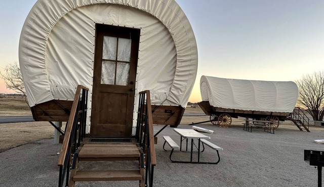 Lovely Conestoga-Style Covered Wagon for Glorious Glamping on Farm in Oklahoma