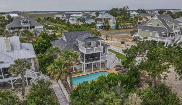Lovely home with boardwalk beach access, water views, saltwater pool
