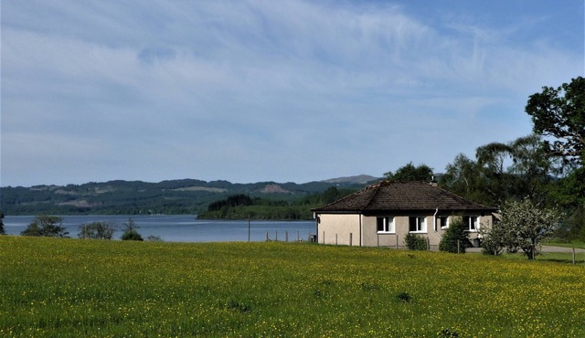 Lovely view over Loch Awe, hills and fields - Waterfall nearby - south facing