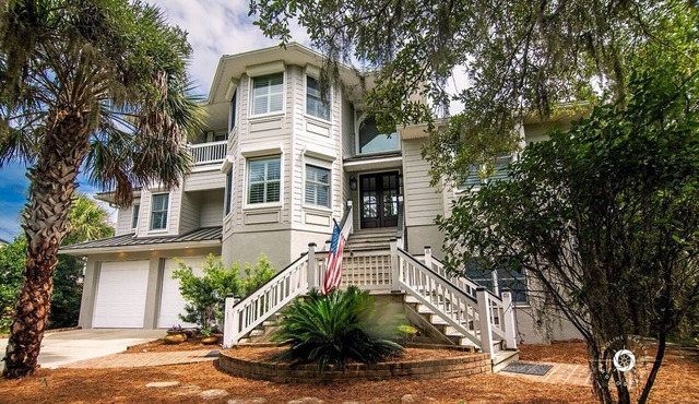 Low Country Home w/Creek & Ocean views, dock, & indoor/outdoor living spaces