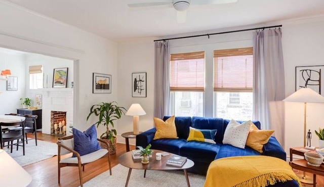 Luminious historic home bursting with color