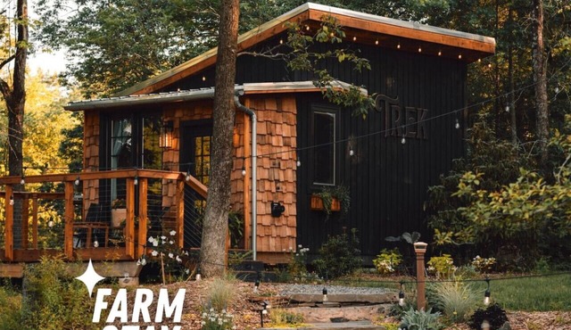 Lux Cabin on Farm, River, Animals, Projector