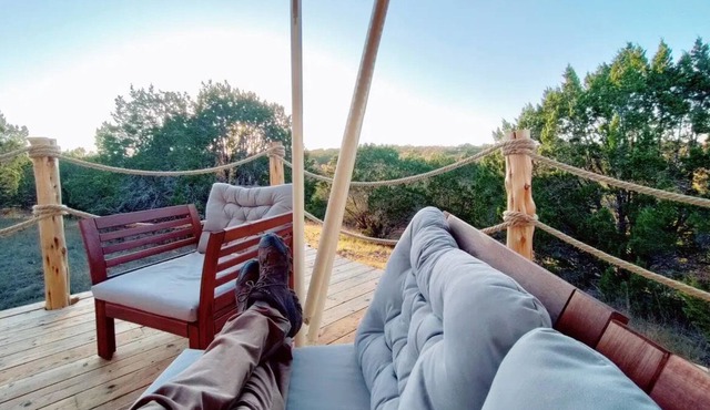Luxe safari tent + river & exotic wildlife