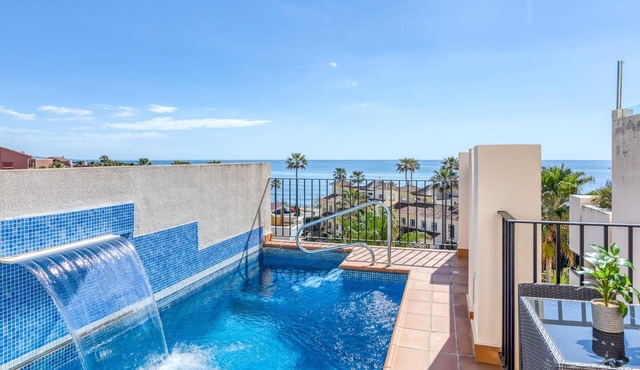 Luxurious beachfront penthouse with private pool, WiFi, air conditioning, parking