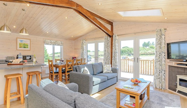 Luxurious lodge with stunning countryside views.
