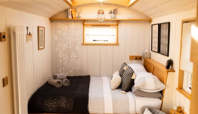 Luxurious shepherd's hut with star gazing skylight, secluded countryside location with fantastic views