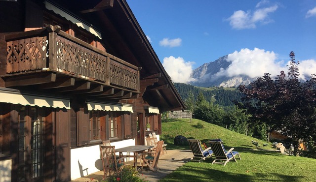 Luxurious ski in/ski out classical Swiss mountain chalet with outstanding views