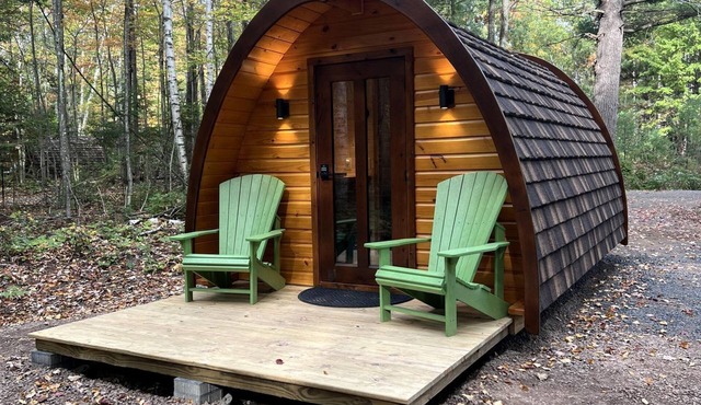 Luxurious White Pine Pod for Two Nestled in the Woods for an Unforgettable Glamping Getaway by Lake Superior in Wisconsin
