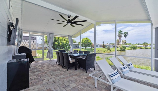 Luxury 3BR Home w/Heated Pool, Outdoor TV, Bikes & BBQ – Perfect for Families with Modern Kitchen!