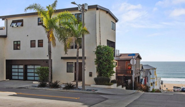 Luxury 4BR 3.5BA Manhattan Beach Ocean View Home + Elevator, AC, Steps to Beach