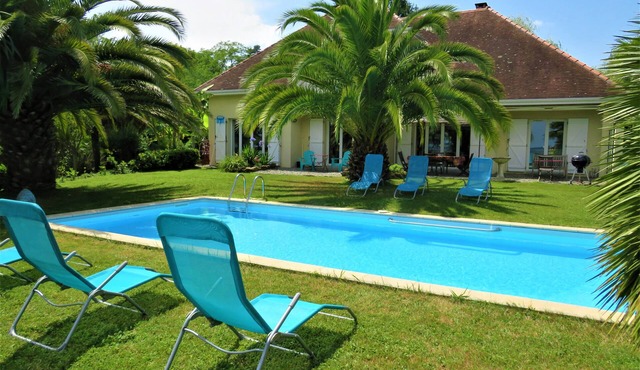 Luxury architect villa with pool and panoramic Pyrenees view