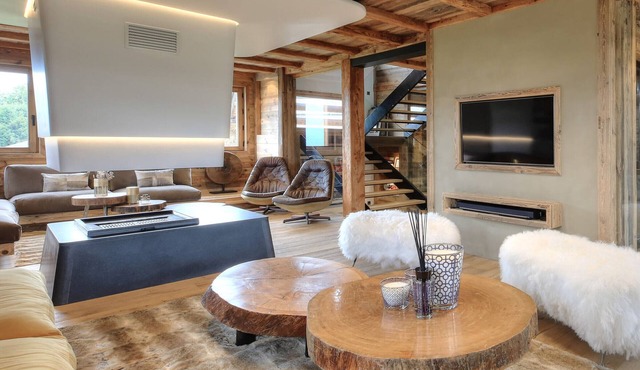 Luxury chalet with pool, jacuzzi, sauna, and cinema room in Megève