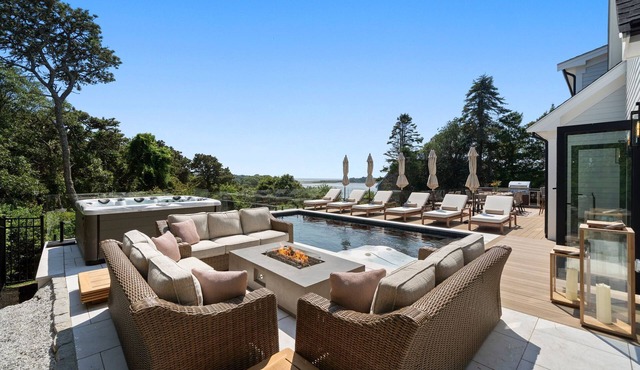 Luxury Coastal Retreat Overlooking Buck's Creek and Nantucket Sound — Pool, Hot Tub, Outdoor Kitchen