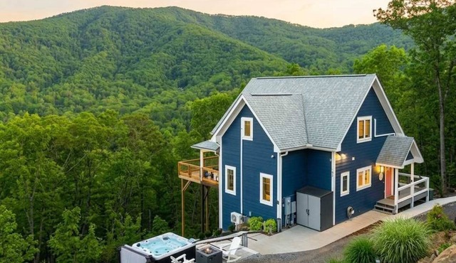 Luxury Cozy Mountain Treehouse w/Hot Tub + Gym mins to AVL + BlkMtn