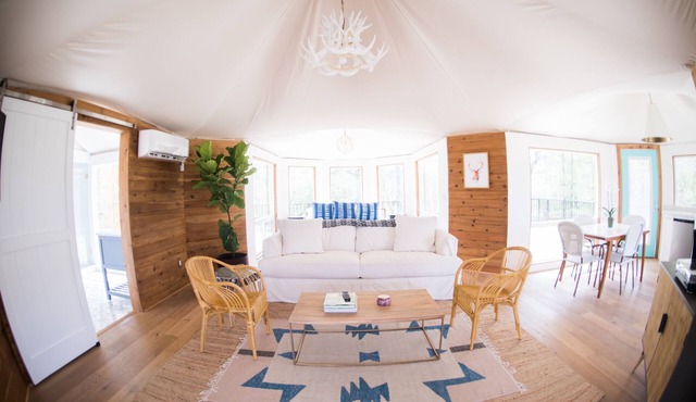 Luxury Glamping on 100+ Acres on the San Marcos River at Wahwahtaysee Resort