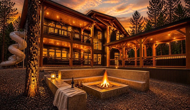 Luxury Lodge Sleeps 38 Gym, Golf, Theater & HotTub, children area, workstation