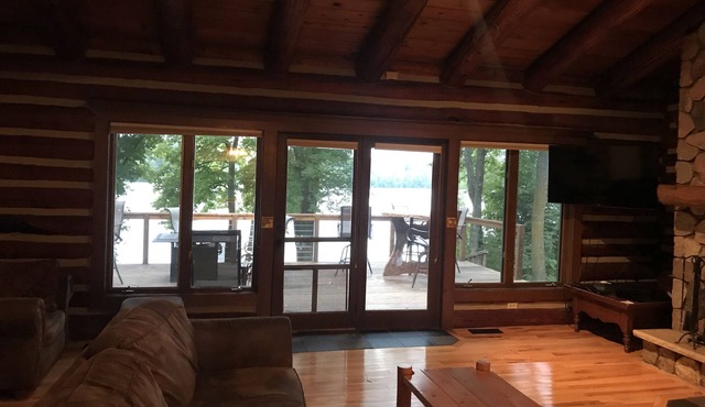 Luxury log cabin on the north end of long lake! Sarona Wi, close to Hayward!