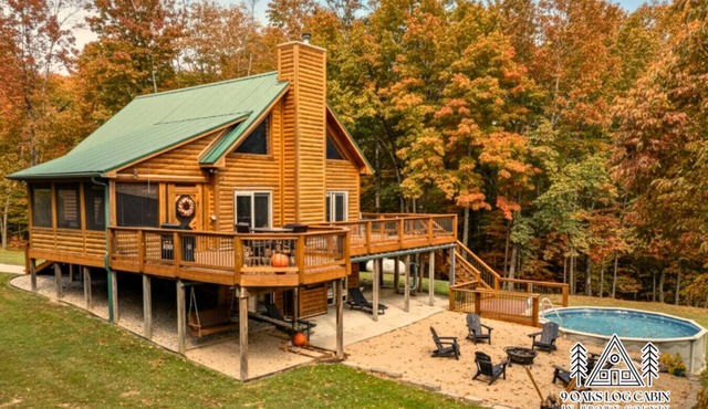 Luxury Log Cabin Retreat with PRIVATE POOL, Hot Tub & Stocked Lake in the Forest