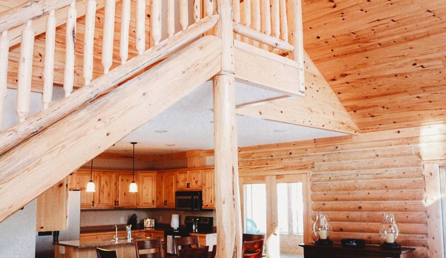 Luxury Log Home 1/2 Mile from Snowmobile/Bike Trail