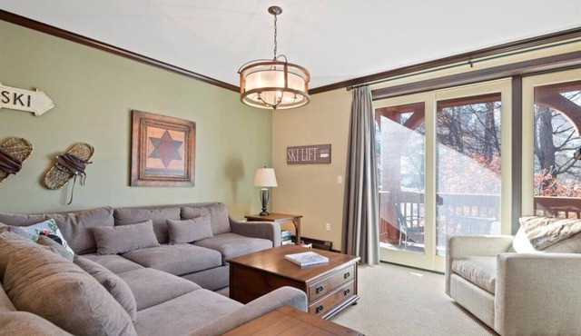 Luxury ski condo at Stratton Mountain with year round pool and hot tub