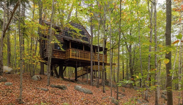 Luxury Treehouse Near Mount Sunapee | Fireplace + Deck