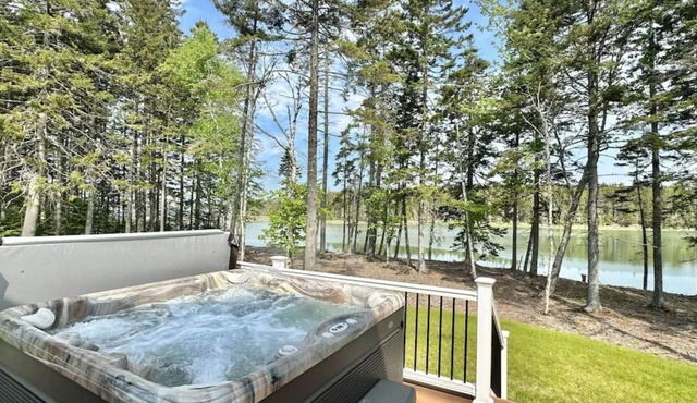 Luxury Waterfront Retreat with Hot Tub Near Acadia