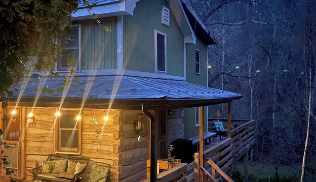 Magical Log Cabin, streams in private yard, 4 bedrooms, pet friendly, WiFi