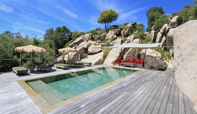 Magnificent luxury villa with mirror pool.