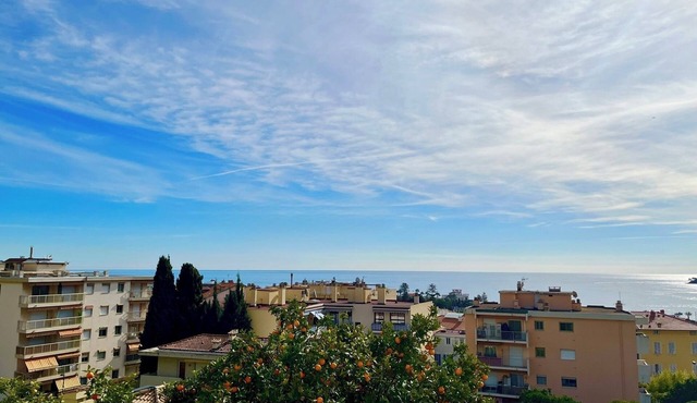 Magnificent sea-view apartment with private terrace & parking in a villa.