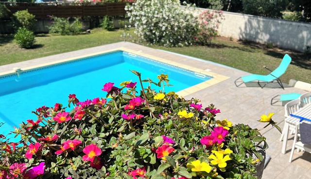 Magnificent villa with swimming pool and enclosed garden with trees