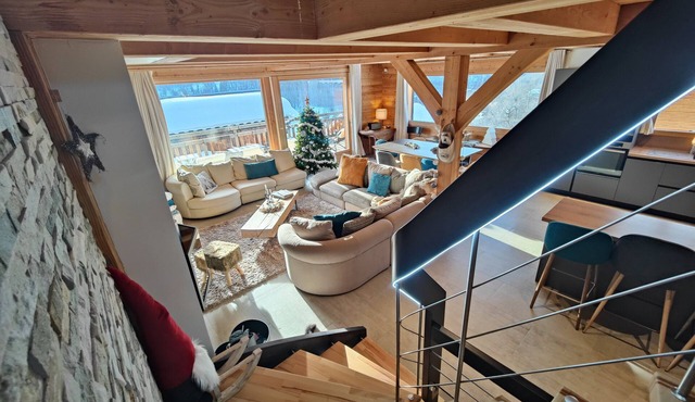 Magnificent views of the Chantemerle ski area from this brand new luxury chalet!