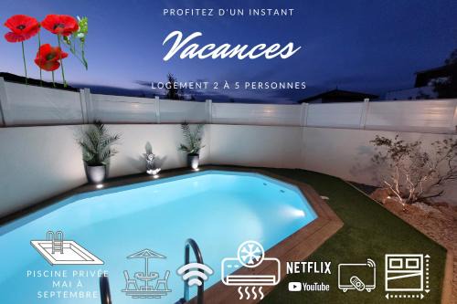 Magnifique logement indépendant "Les Coquelicots", terrasse proche des plages et Montpellier