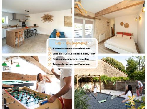 Maison de campagne 6 pers salle de jeux & pétanque