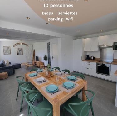 Maison familiale - 10pers - 3 étoiles - lumineuse et cosy - draps et serviettes inclus - parking - La Torche 9 min