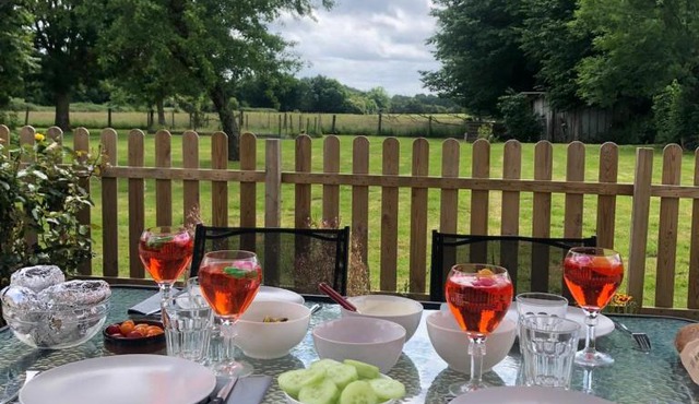 Maison normande typique 10 pers , Grande pièce à vivre ,cheminée, grand jardin