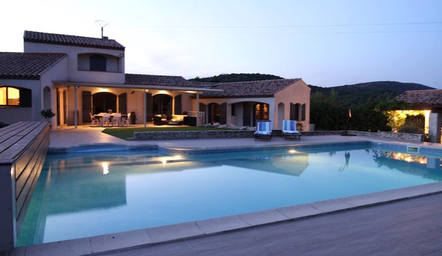 Mediterranean villa with heated pool set in large private garden.