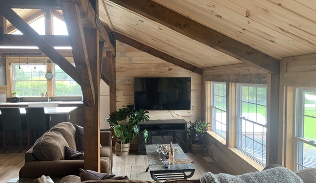 Meet our adorable alpaca herd , & stay in our luxury Cabin overlooking the farm