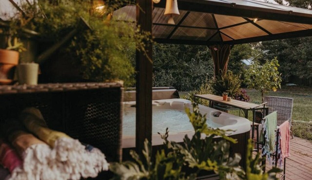 Mid-Century Charmer: Hot Tub, Stocktank Pool, Firepit, & Vintage Camper