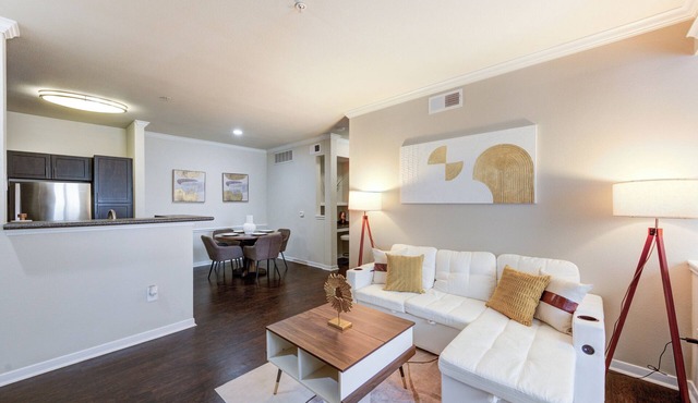 Mid-Century Gem 2-Bedroom with Workspace Gym/Basketball Court & Great Pool!