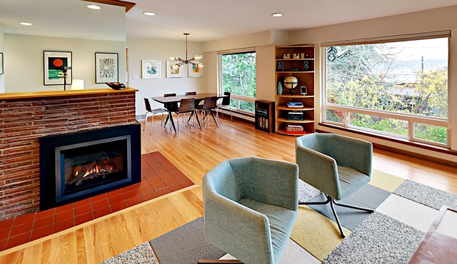 Mid-century modern home with canal & mountain views, & great location