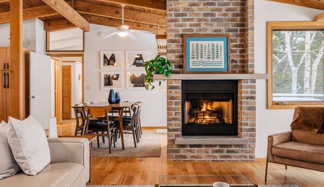 Midcentury home, private beach. large great room