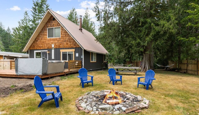 Millie's charming pet friendly cabin w/wifi, fenced yard by hikes & Stevens Pass