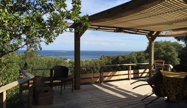 Mini Villa Sea View 4 pers 800m beach palombaggia. Private parking at the beach.