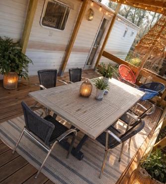 Mobil-home rénové tout confort, terrasse couverte, climatisation, arrivée autonome