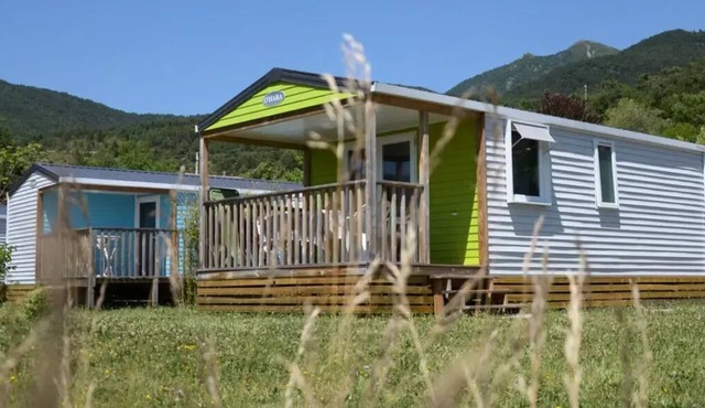 Mobilheim Komfort "Poppy's" 22m2 - 2 Schlafzimmer - überdachte Terrasse 4 Personen