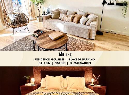 Modern 1 Bdr + Balcony + Free Parking + AC + Pool