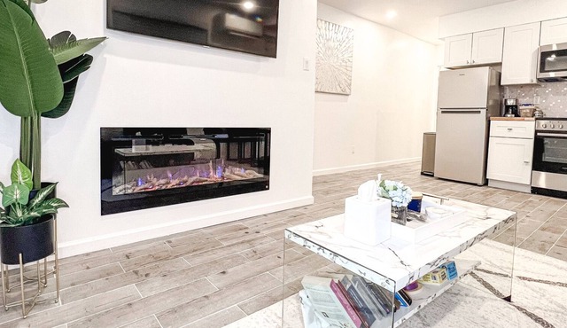 Modern 1 bdrm/1 bath flat with romantic fireplace